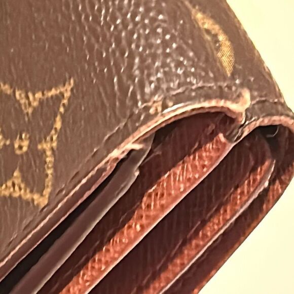 Louis Vuitton Monogram Compact Trifold Wallet Classic Brown Tan LV Logo Pattern - Picture 9 of 11
